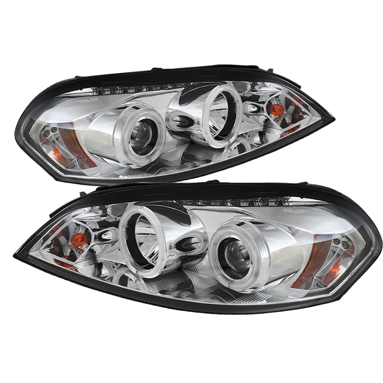 Chevy Impala 06-13 / Chevy Monte Carlo 06-07 - Projector Headlights - CCFL Halo - LED ( Replaceable LEDs ) - Chrome - High H1 (Included) - Low H1 (Included)