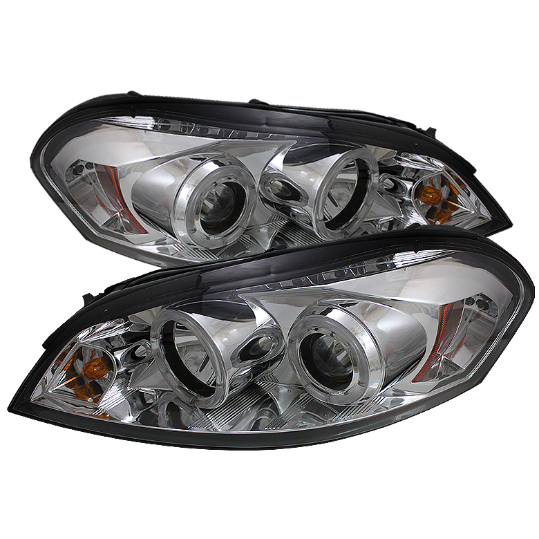 Chevy Impala 06-13 / Chevy Monte Carlo 06-07 - Projector Headlights - LED Halo - LED ( Replaceable LEDs ) - Chrome - High H1 (Included) - Low H1 (Included)