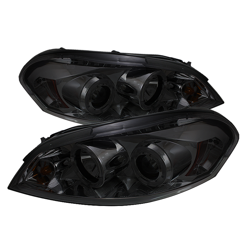 Chevy Impala 06-13 / Chevy Monte Carlo 06-07 - Projector Headlights - LED Halo - LED ( Replaceable LEDs ) - Smoke - High H1 (Included) - Low H1 (Included)