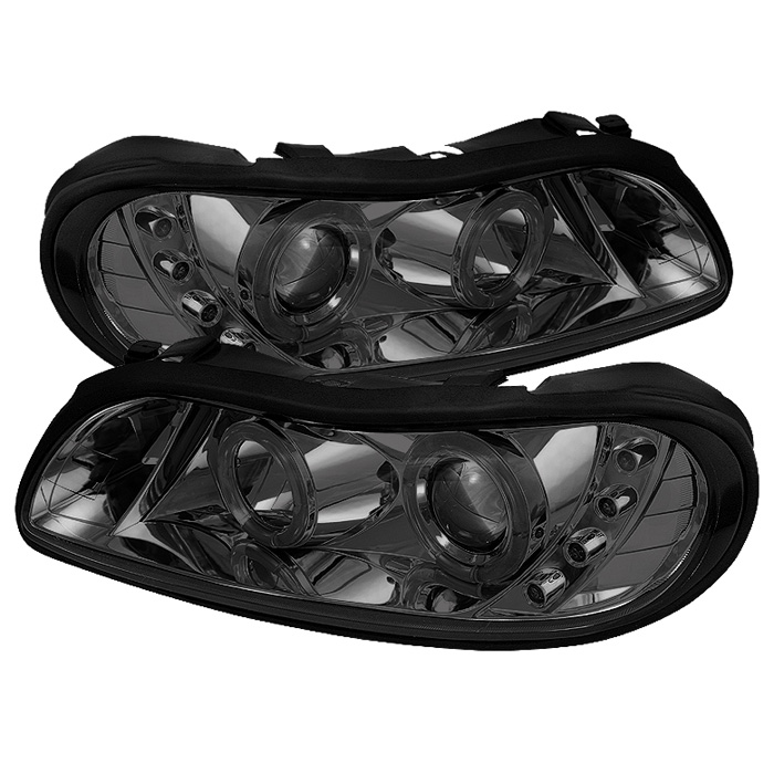 Chevy Malibu 97-03 Projector Headlights - LED Halo - LED ( Replaceable LEDs ) - Smoke - High 9005 (Included) - Low H1 (Included)