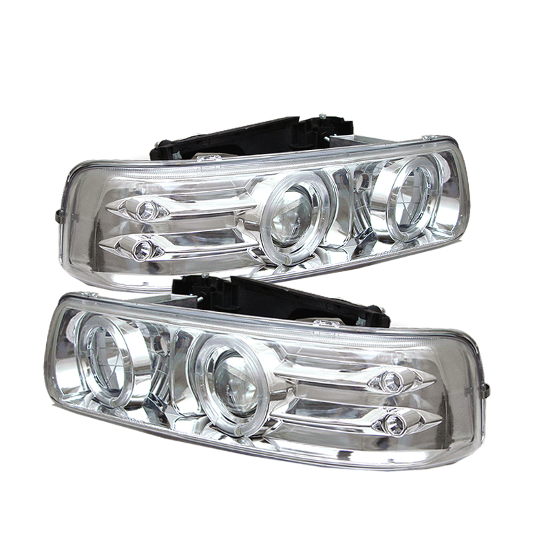 Chevy Silverado 1500/2500 99-02 / Chevy Silverado 3500 01-02 / Chevy Suburban 1500/2500 00-06 / Chevy Tahoe 00-06 Projector Headlights - LED Halo - LED ( Replaceable LEDs ) - Chrome - High 9005 (Not I