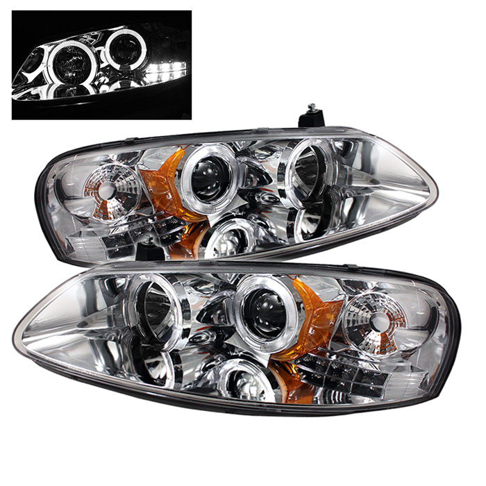 Chrysler Sebring 01-03 4Dr & Convertible ( Does Not Fit 2Dr Coupe ) / Dodge Stratus 01-06 4Dr Projector Headlights - LED Halo - LED ( Replaceable LEDs ) - Chrome - High H1 (Included) - Low H1 (Include