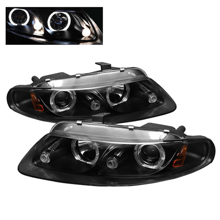 Dodge Avenger 2Dr 97-00 / Chrysler Sebring 2Dr 97-00 Projector Headlights - LED Halo - LED ( Replaceable LEDs ) - Black - High H1 (Included) - Low H1 (Included)