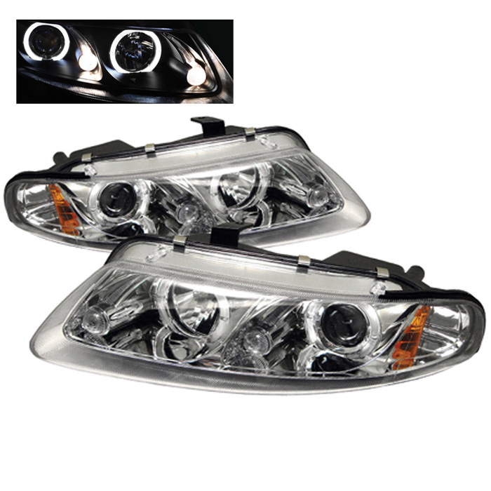 Dodge Avenger 2Dr 97-00 / Chrysler Sebring 2Dr 97-00 Projector Headlights - LED Halo - LED ( Replaceable LEDs ) - Chrome - High H1 (Included) - Low H1 (Included)