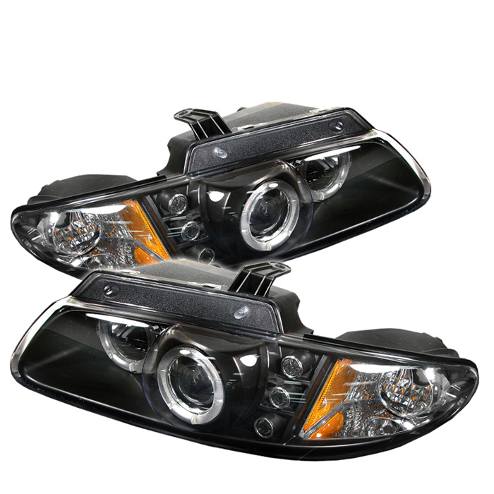 Dodge Caravan/Grand Caravan 96-00 / Chrysler Town & Country 96-00 / Chrysler Voyager 2000 Projector Headlights - LED Halo - Replaceable LEDs- Black - High H1 (Included) - Low H1 (Included)