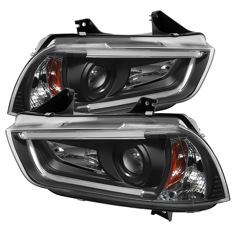 Dodge Charger 11-14 Projector Headlights - Halogen Model Only ( Not Compatible With Xenon/HID Model ) - Light Tube DRL - Black - High H1 (Included) - Low H7 (Included)