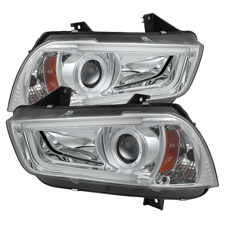 Dodge Charger 11-14 Projector Headlights - Halogen Model Only ( Not Compatible With Xenon/HID Model ) - Light Tube DRL - Chrome - High H1 (Included) - Low H7 (Included)