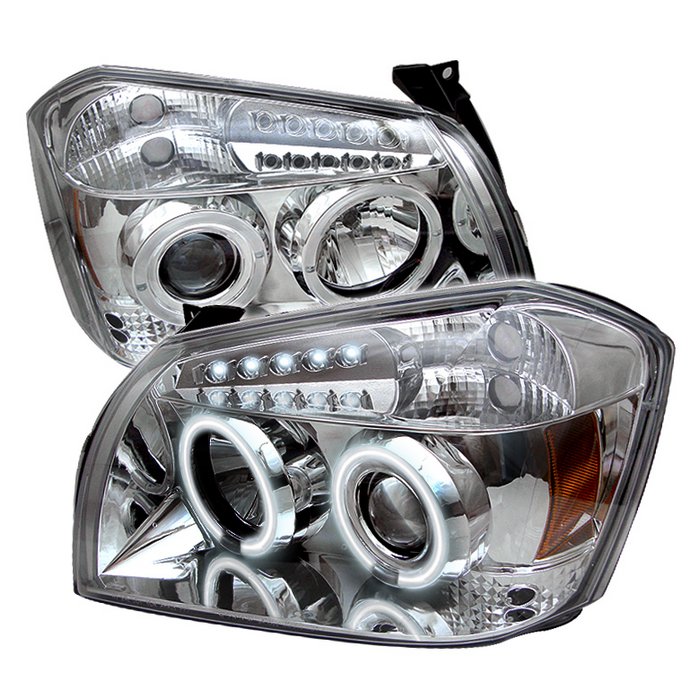 Dodge Magnum 05-07 Projector Headlights - CCFL Halo - LED ( Replaceable LEDs ) - Chrome - High H1 (Included) - Low 9006 (Not Included)