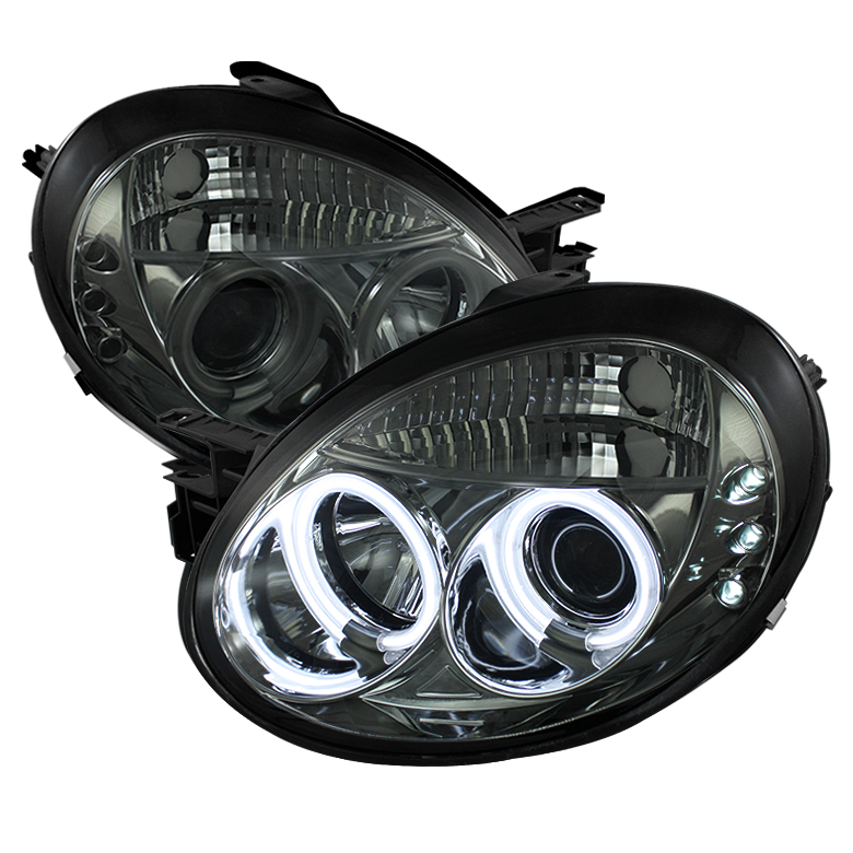 Dodge Neon 03-05 Projector Headlights - CCFL Halo - LED ( Replaceable LEDs ) - Smoke - High H1 (Included) - Low H1 (Included)