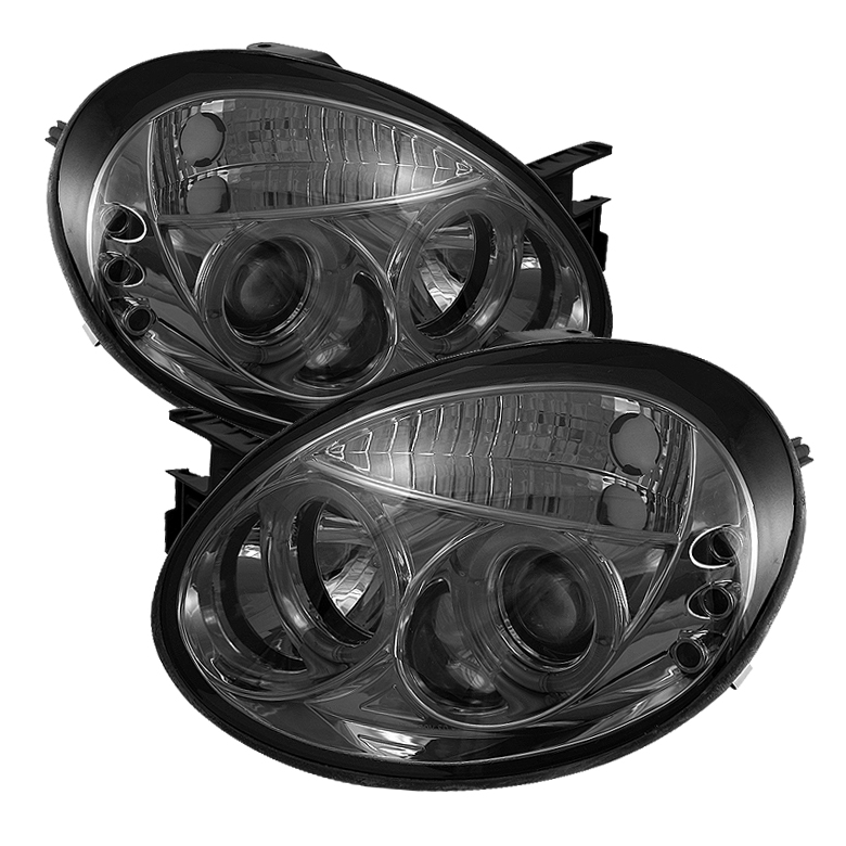 Dodge Neon 03-05 Projector Headlights - LED Halo - LED ( Replaceable LEDs ) - Smoke - High H1 (Included) - Low H1 (Included)