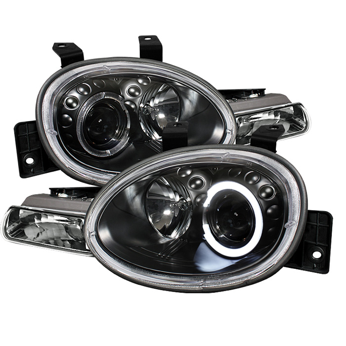 Dodge Neon 95-99 / Plymouth Neon 95-99 Projector Headlights - LED Halo - Black - High H1 (Included) - Low H1 (Included)