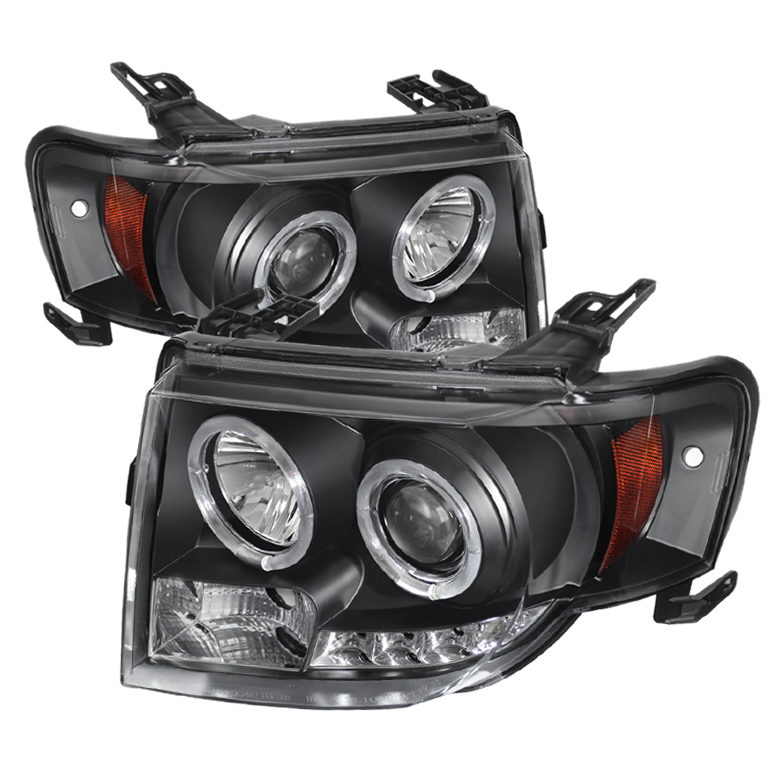 Ford Escape 08-12 Projector Headlights - Halogen Model Only ( Not Compatible With Xenon/HID Model ) - DRL - Black - High H1 (Included) - Low H1 (Included)