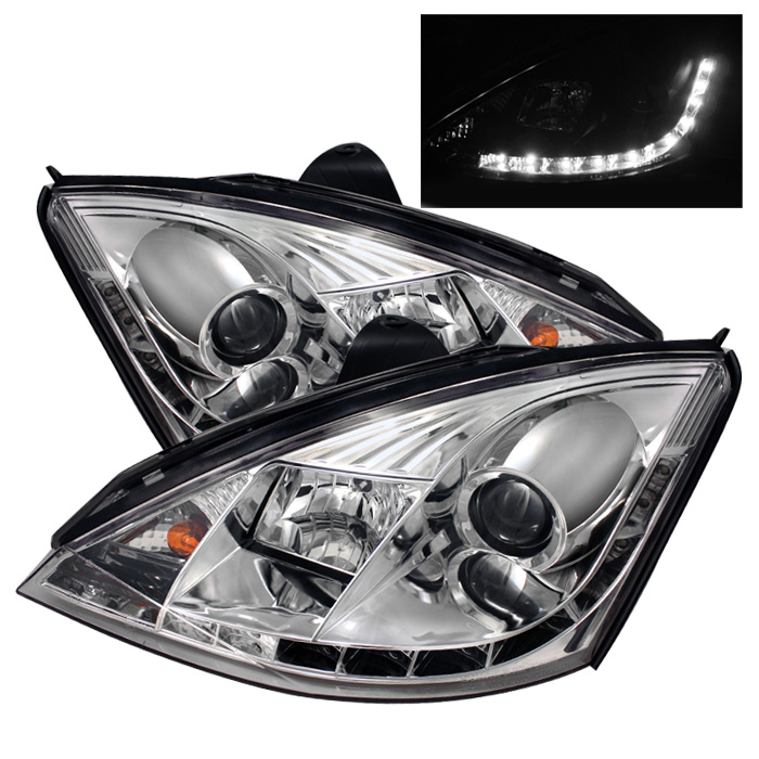 Ford Focus 00-04 Projector Headlights - ( Do Not Fit SVT Model ) - DRL - Chrome - High H1 (Included) - Low H1 (Included)