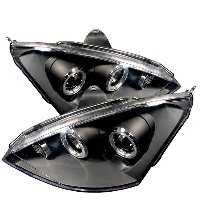 Ford Focus 00-04 Projector Headlights - ( Do Not Fit SVT Model ) - LED Halo - Black - High H1 (Included) - Low H1 (Included)