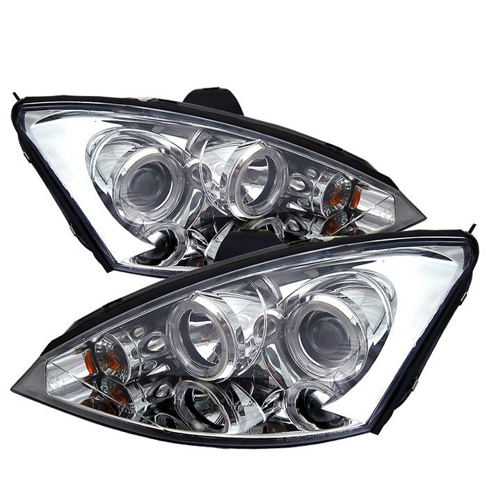 Ford Focus 00-04 Projector Headlights - ( Do Not Fit SVT Model ) - LED Halo - Black - High H1 (Included) - Low H1 (Included)