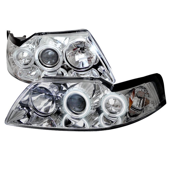 Ford Mustang 99-04 Projector Headlights - CCFL Halo - Chrome - High H1 (Included) - Low H1 (Included)