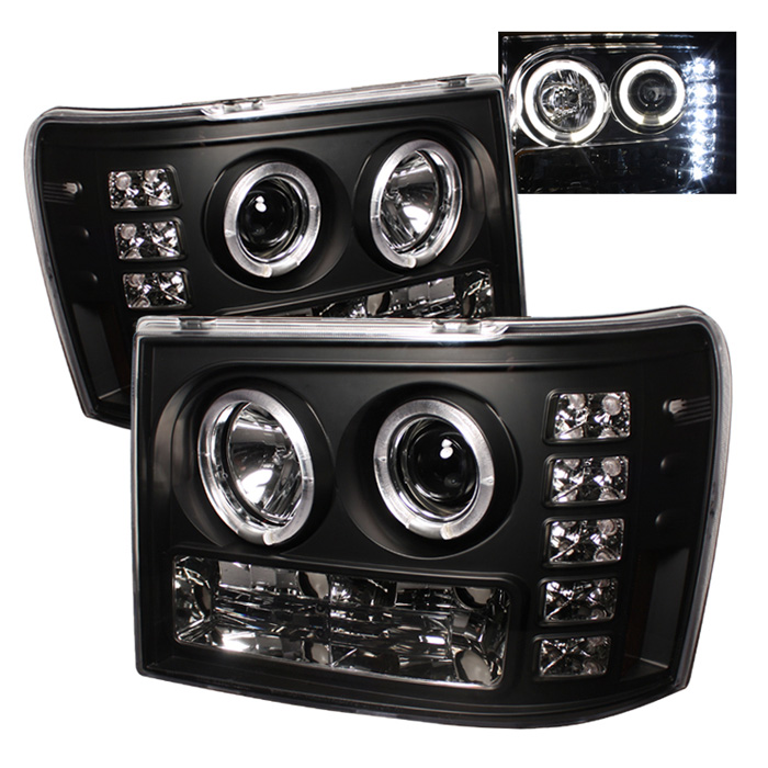 GMC Sierra 1500/2500/3500 07-13 / GMC Sierra Denali 08-13 / GMC Sierra 2500HD/3500HD 07-13 Projector Headlights - LED Halo- LED ( Replaceable LEDs ) - Black - High H1 (Included) - Low H1 (Included)