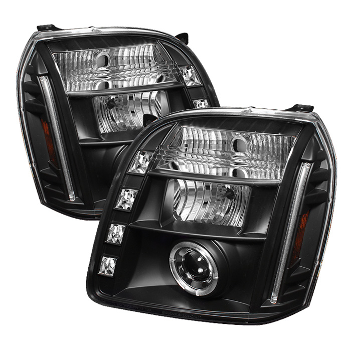 GMC Yukon 07-14 / GMC Yukon Denali 07-14 / GMC Yukon XL 07-14 Projector Headlights - LED Halo - LED ( Replaceable LEDs ) - Black - High H1 (Included) - Low H1 (Included)