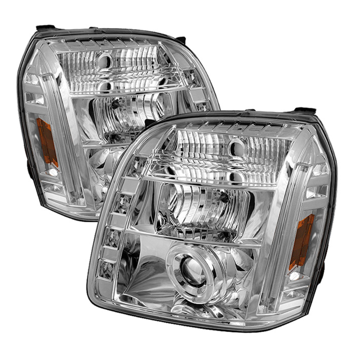 GMC Yukon 07-14 / GMC Yukon Denali 07-14 / GMC Yukon XL 07-14 Projector Headlights - LED Halo - LED ( Replaceable LEDs ) - Chrome - High H1 (Included) - Low H1 (Included)