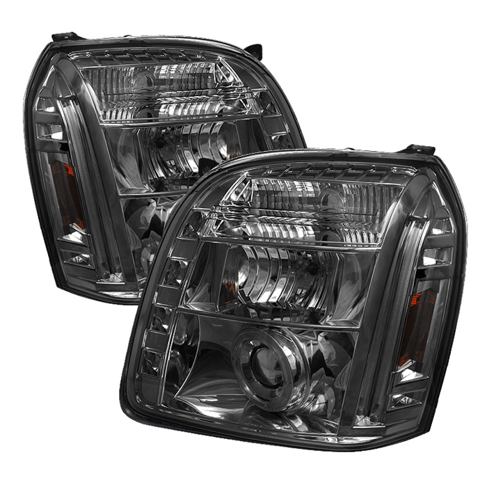 GMC Yukon 07-14 / GMC Yukon Denali 07-14 / GMC Yukon XL 07-14 Projector Headlights - LED Halo - LED ( Replaceable LEDs ) - Smoke - High H1 (Included) - Low H1 (Included)