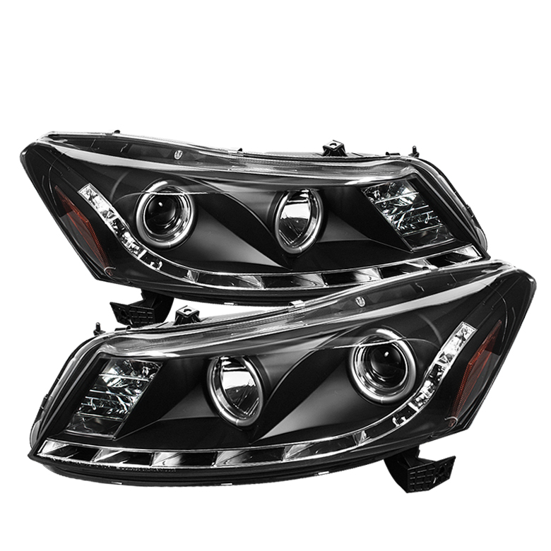 Honda Accord 08-12 4Dr Projector Headlights - DRL - Black - High H1 (Included) - Low H1 (Included)