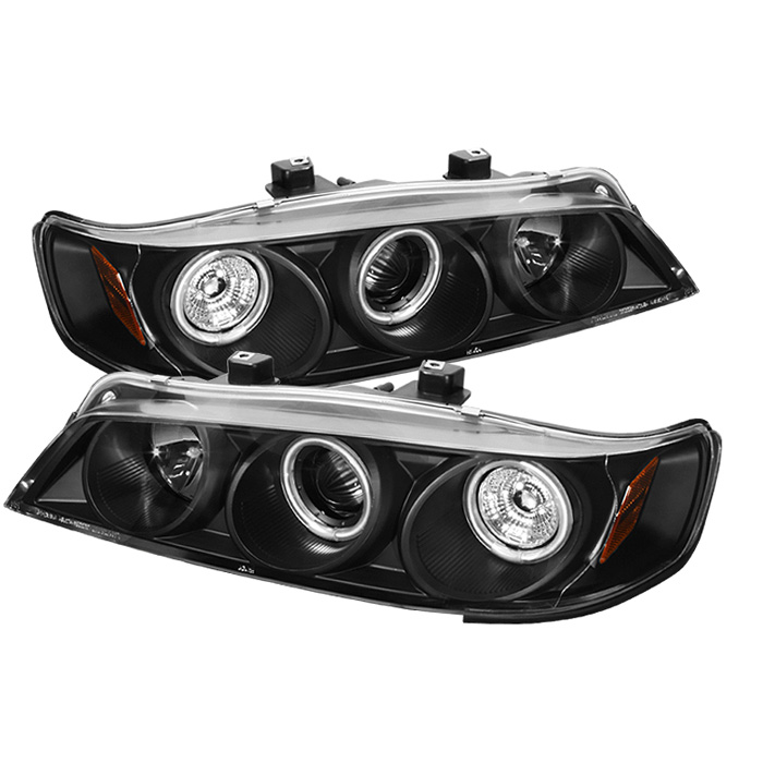 Honda Accord 94-97 1PC Projector Headlights - CCFL Halo - Black - High H1 (Included) - Low H1 (Included)