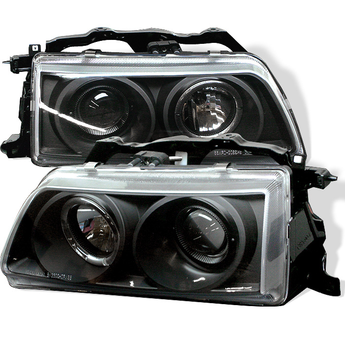 Honda Civic 88-89 / CRX 88-89 Projector Headlights - LED Halo - Black - High H1 (Included) - Low H1 (Included)