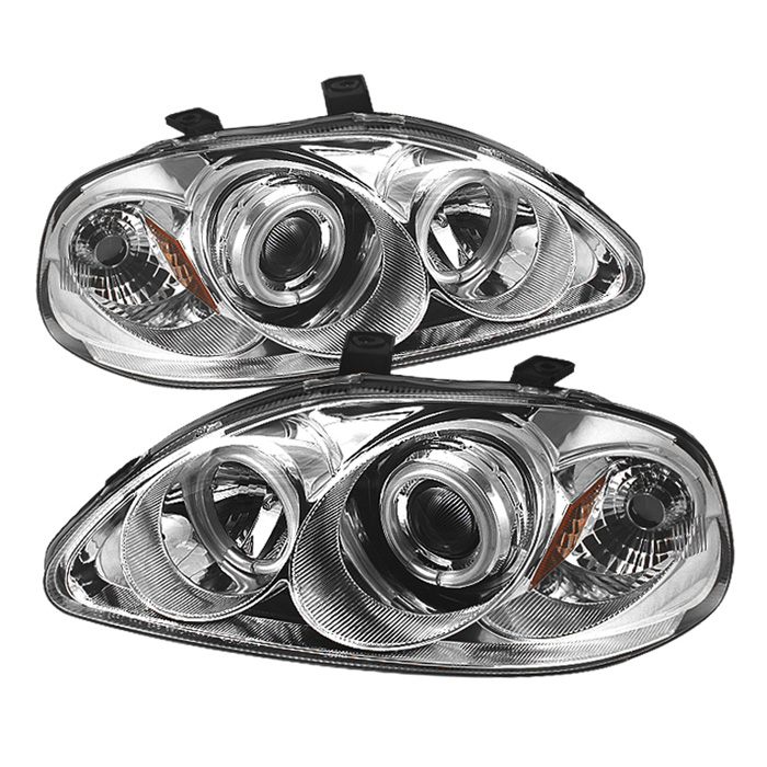 Honda Civic 96-98 Projector Headlights - CCFL Halo - Chrome - High H1 (Included) - Low H1 (Included)