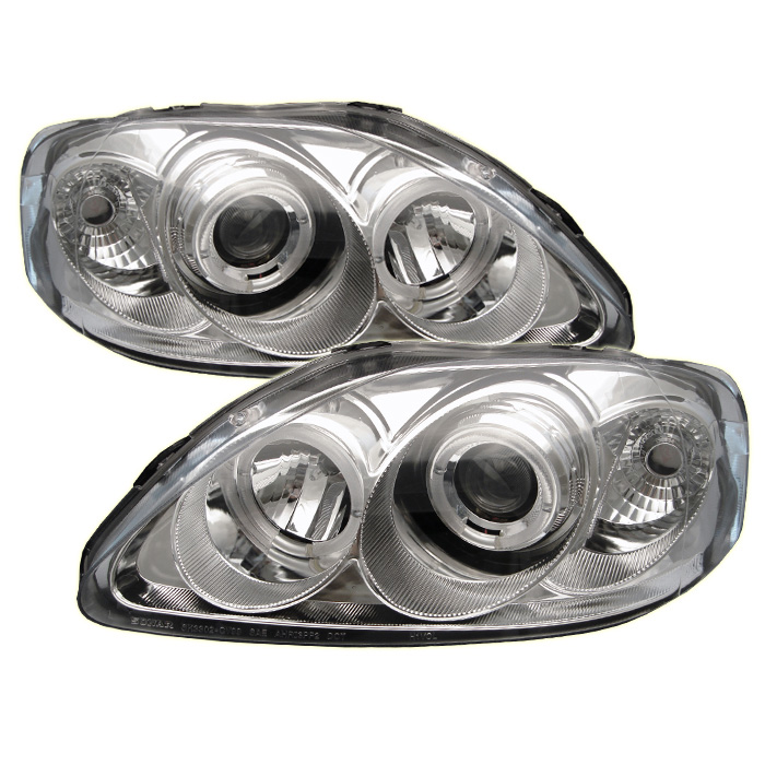 Honda Civic 99-00 Projector Headlights - LED Halo - Chrome - High H1 (Included) - Low H1 (Included)