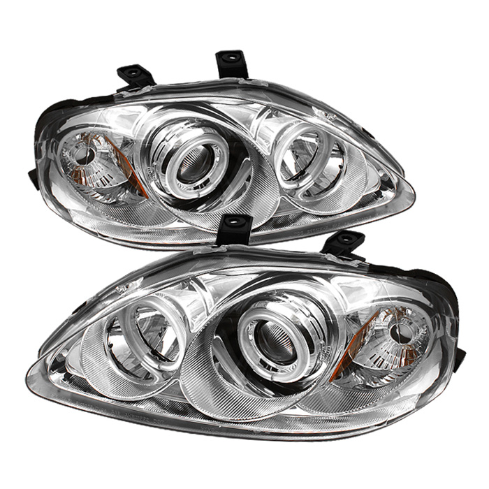 Honda Civic 99-00 Projector Headlights - CCFL Halo - Chrome - High H1 (Included) - Low H1 (Included)