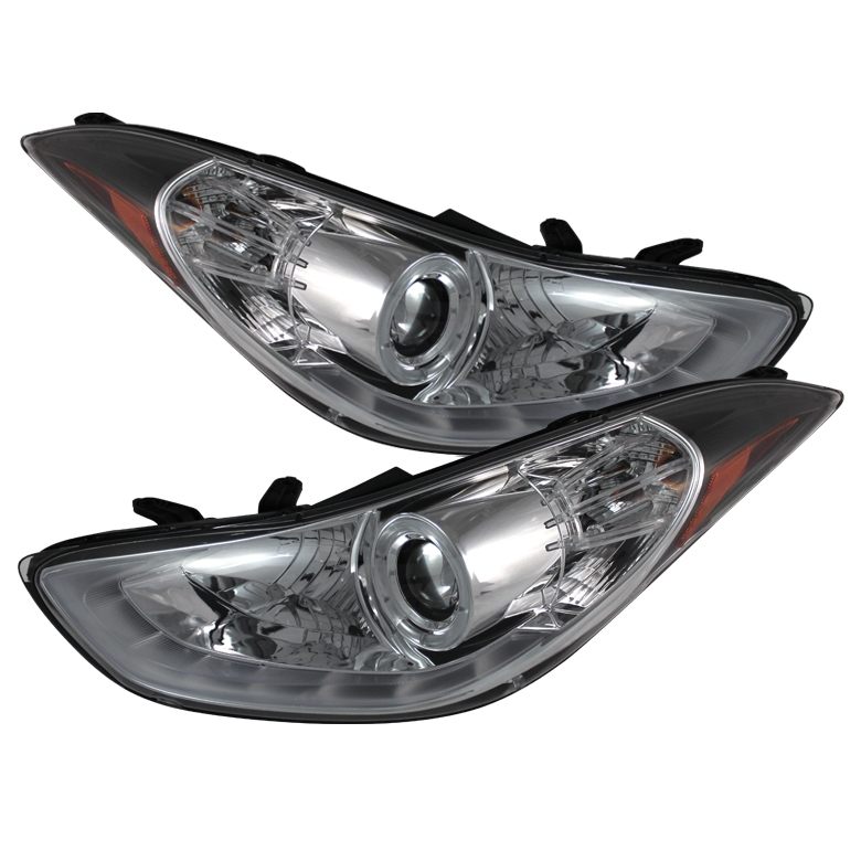 Hyundai Elantra 11-13 Projector Headlights - LED Halo - DRL - Chrome - High H1 (Included) - Low H7 (Included)