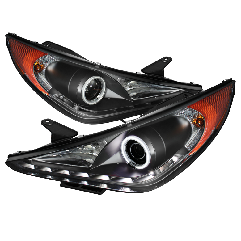 Hyundai Sonata 11-13 Projector Headlights ( Does Not Fit Hybrid Model ) - CCFL Halo - DRL - Black - High H7 (Included) - Low H7 (Included)