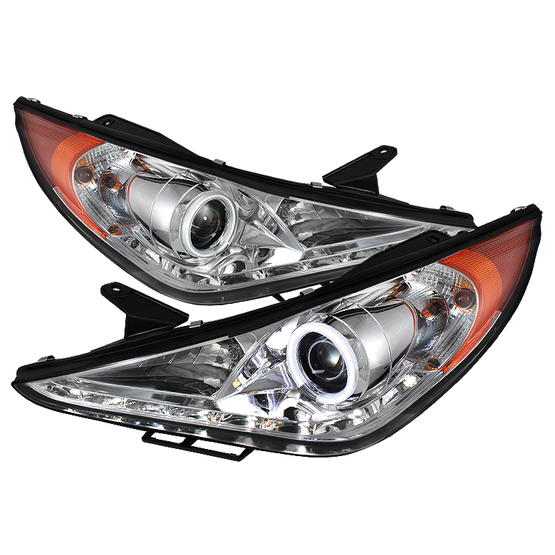 Hyundai Sonata 11-13 Projector Headlights ( Does Not Fit Hybrid Model ) - CCFL Halo - DRL - Chrome - High H7 (Included) - Low H7 (Included)