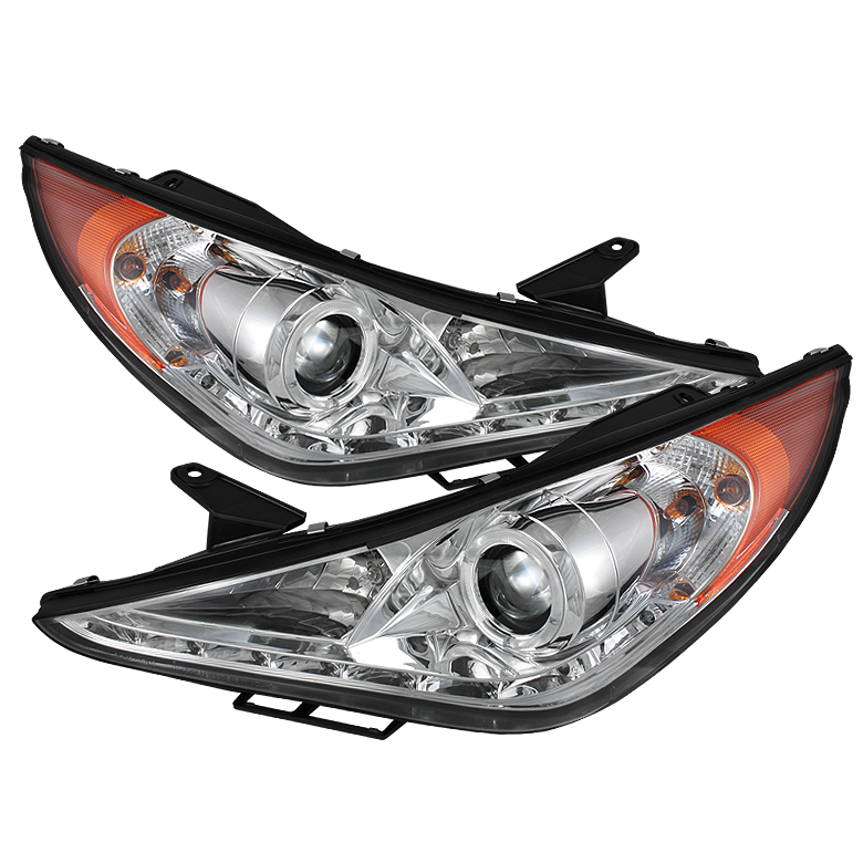 Hyundai Sonata 11-13 Projector Headlights ( Does Not Fit Hybrid Model ) - LED Halo - DRL - Chrome - High H7 (Included) - Low H7 (Included)