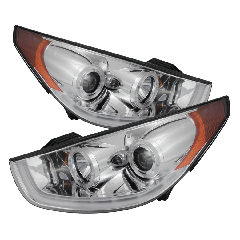 Hyundai Tucson 10-14 Projector Headlights - DRL - Chrome - High H1 (Included) - Low H7 (Included)