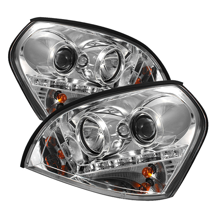 Hyundai Tucson 04-09 Projector Headlights - DRL - Chrome - High H1 (Included) - Low H1 (Included)