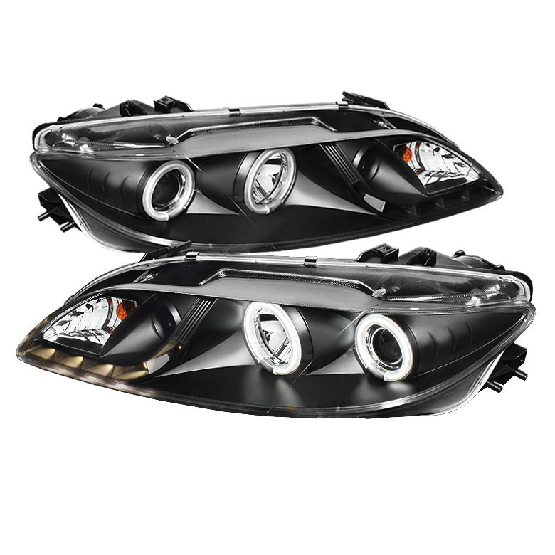 Mazda 6 03-05 With Fog Lights Projector Headlights - CCFL Halo - DRL - Black - High H1 (Included) - Low H1 (Included)