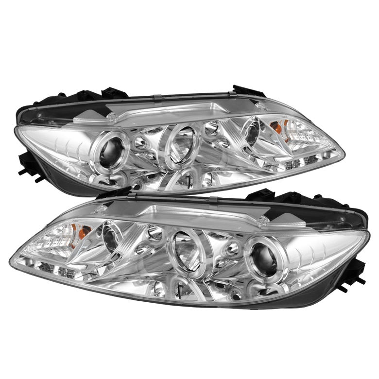 Mazda 6 03-05 With Fog Lights Projector Headlights - LED Halo - DRL - Chrome - High H1 (Included) - Low H1 (Included)