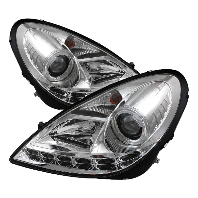 Mercedes Benz SLK 05-10 Projector Headlights - Halogen Model Only ( Not Compatible With Xenon/HID Model ) - DRL - Chrome - High H1 (Included) - Low H7 (Included)