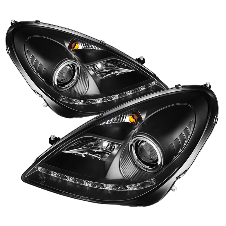 Mercedes Benz SLK 05-10 Projector Headlights - Xenon/HID Model Only ( Not Compatible With Halogen Model ) - DRL - Black - High H1 (Included) - Low D2R (Not Included)