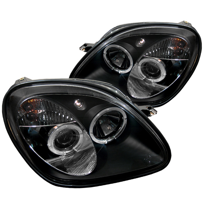 Mercedes Benz SLK 98-04 1PC Projector Headlights - Halogen Model Only ( Not Compatible With Xenon/HID Model ) - LED Halo - Black - High H1 (Included) - Low H1 (Included)