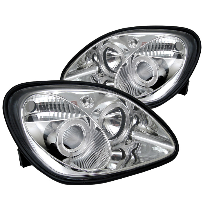 Mercedes Benz SLK 98-04 1PC Projector Headlights - Halogen Model Only ( Not Compatible With Xenon/HID Model ) - LED Halo - Chrome - High H1 (Included) - Low H1 (Included)