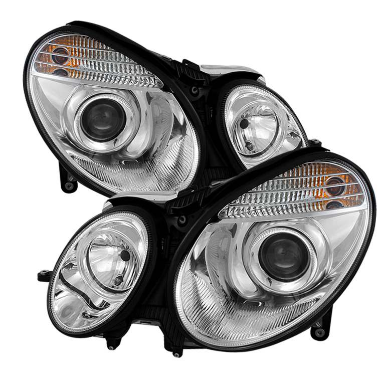 Mercedes Benz E-Class 03-06 Projector Headlights - Halogen Model Only ( Not Compatible With Xenon/HID Model ) - Chrome - High H7 (Included) - Low H7 (Included)