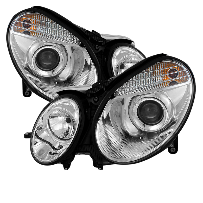 Mercedes Benz E-Class 03-06 Projector Headlights - Xenon/HID Model Only ( Not Compatible With Halogen Model ) - Chrome - High H7 (Included) - Low D2R (Not Included)