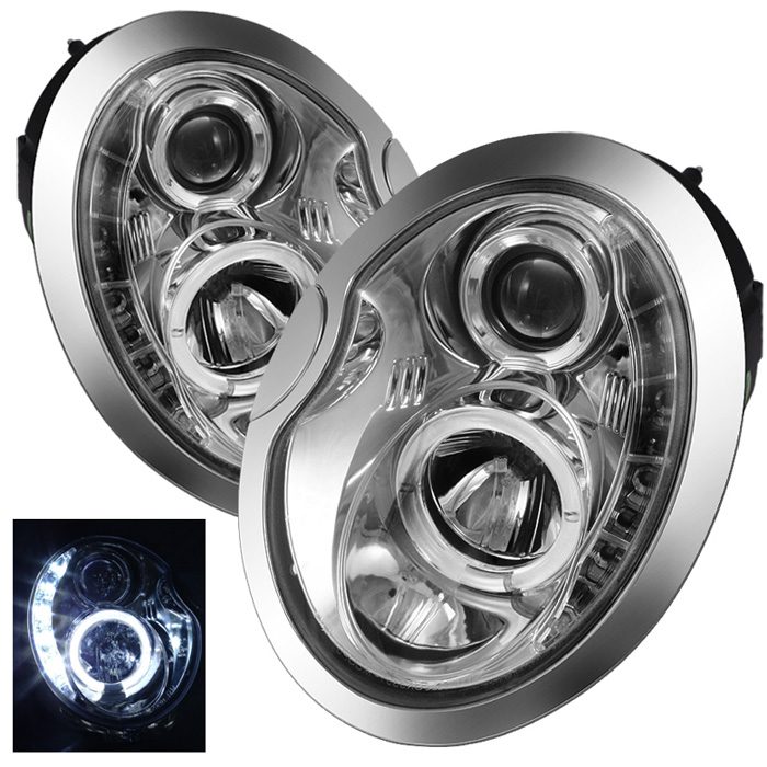 Mini Cooper 02-06 Projector Headlights - DRL - Chrome - High H1 (Included) - Low H1 (Included)