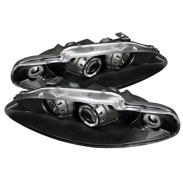 Mitsubishi Eclipse 95-96 Projector Headlights - LED Halo - Black - High H1 (Included) - Low H1 (Included)