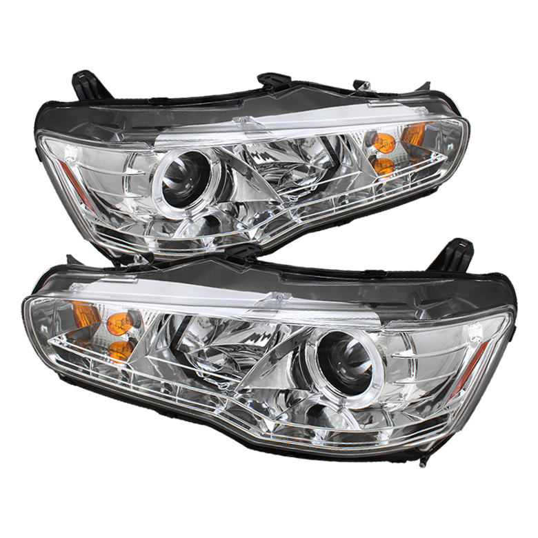 Mitsubishi Lancer / EVO-10 08-14 Projector Headlights - Halogen Model Only ( Not Compatible With Xenon/HID Model ) - LED Halo - DRL - Chrome - High H1 (Included) - Low H7 (Included)