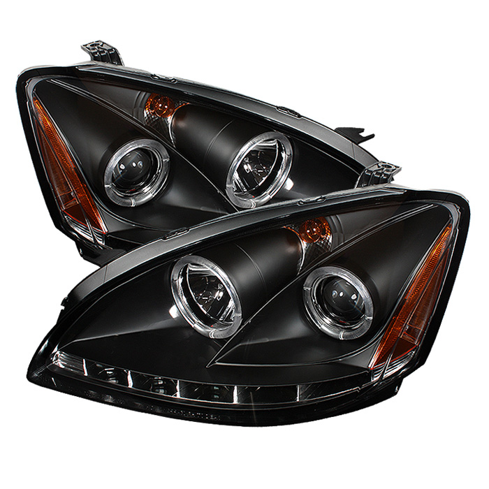 Nissan Altima 02-04 Projector Headlights - Halogen Model Only ( Not Compatible With Xenon/HID Model ) - LED Halo - LED ( Replaceable LEDs ) - Black - High H1 (Included) - Low H1 (Included)