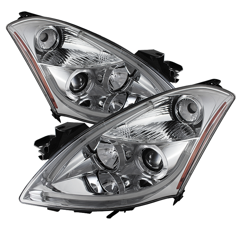 Nissan Altima 4Dr 2010-2012 Projector Headlights - Light Tube DRL - LED Halo - Chrome