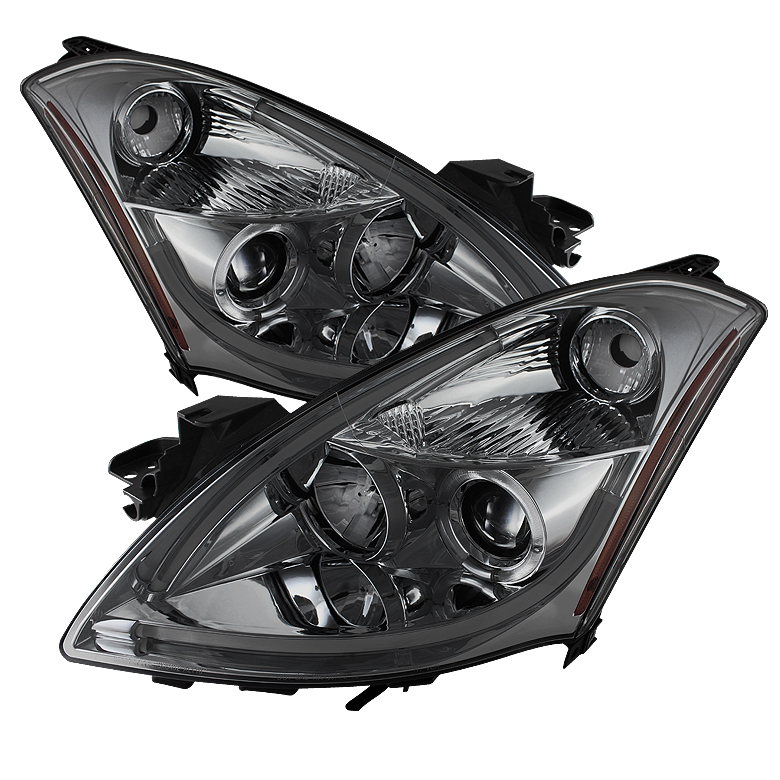 Nissan Altima 4Dr 2010-2012 Projector Headlights - Light Tube DRL - LED Halo - Smoke